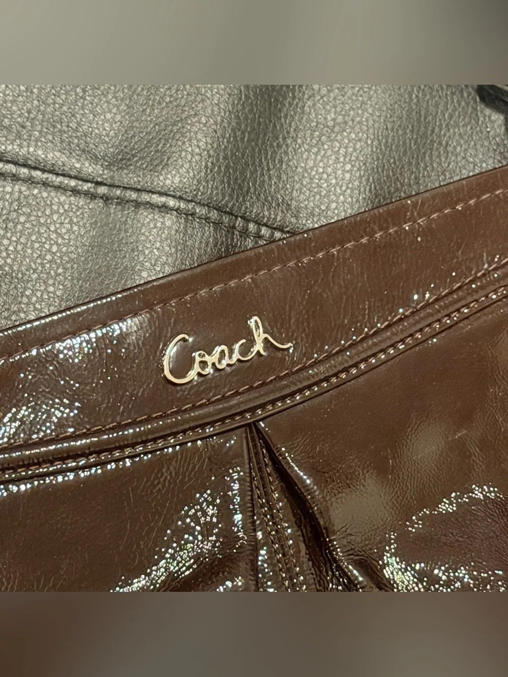 Coach Ashley Brown Patent Leather Shoulder / Handbag Purse Y2K